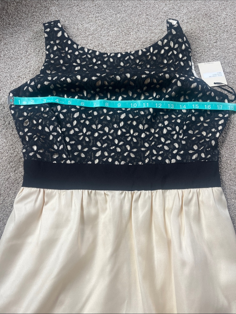 NWT Milly of New York Wool Silk Cotton Black Lace Cream Party Dress Bow Back sz6 - Picture 11 of 16